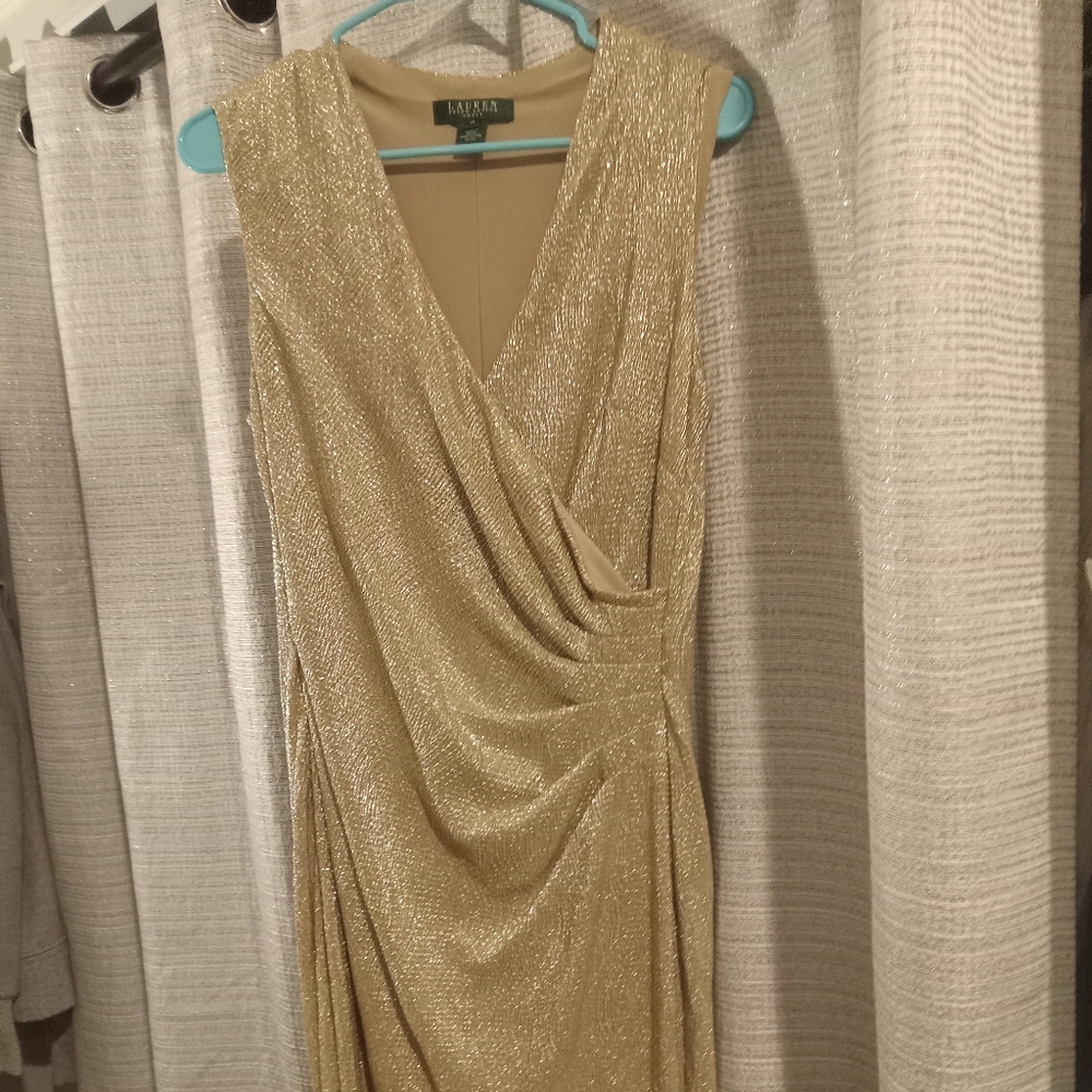 Women's Ralph Lauren Gold Shimmer dress,  size 10